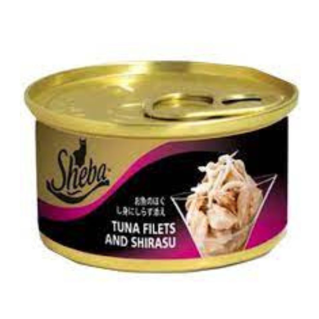 Sheba Deluxe Can  Tuna Flakes & Shirasu in Gravy (85g)