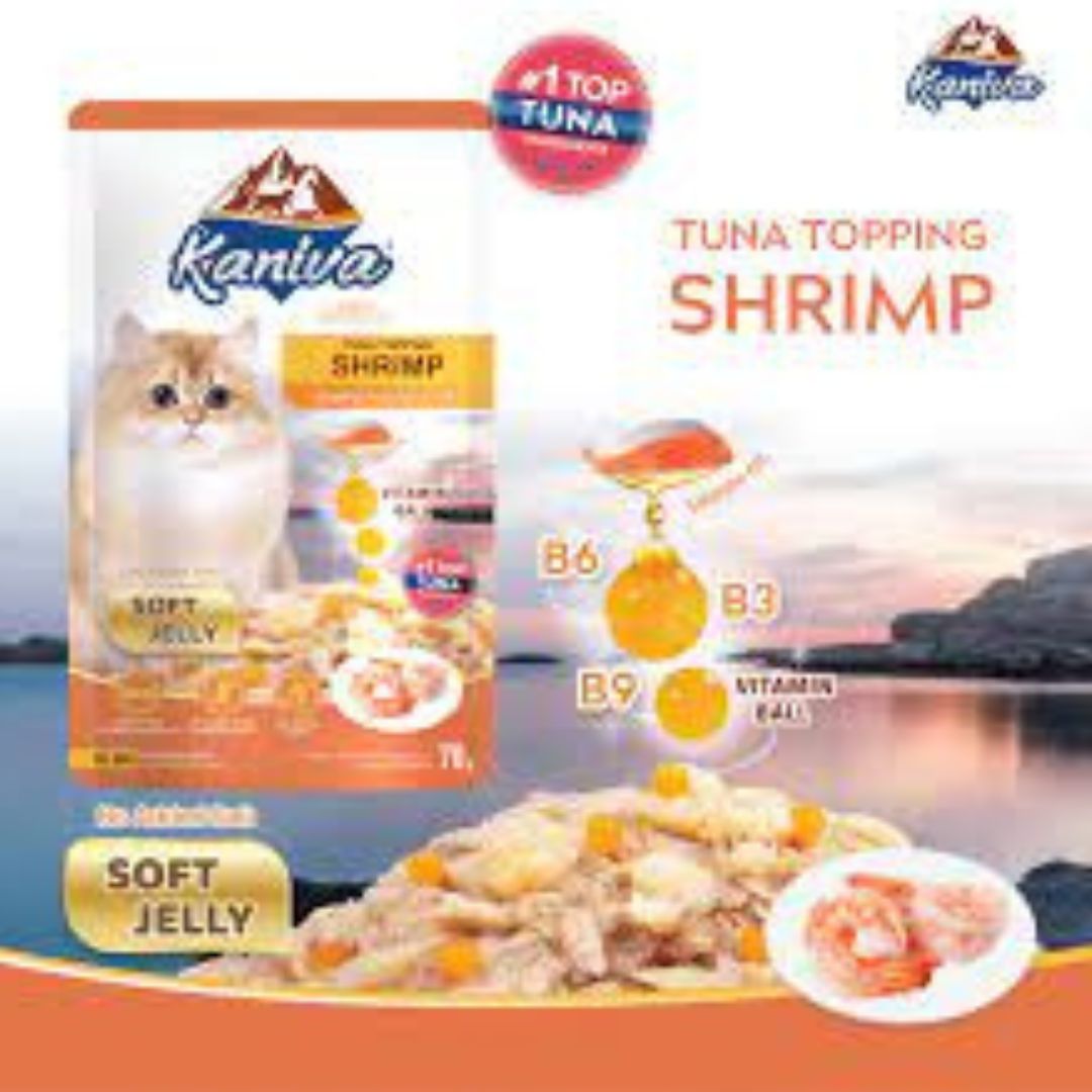Kaniva Tuna Topping Shrimp Soft Jelly Cat Food 80gm
