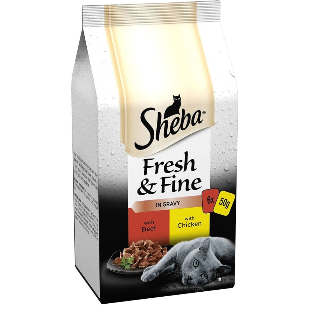 Sheba Fresh & Fine In Gravy With Beef and Chicken (6x50g)