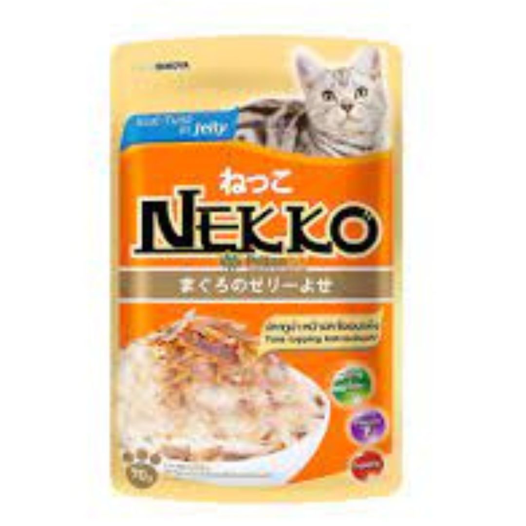 Nekko Pouch Cat Food Real Tuna Topping Katsuobushi In Jelly 70gm