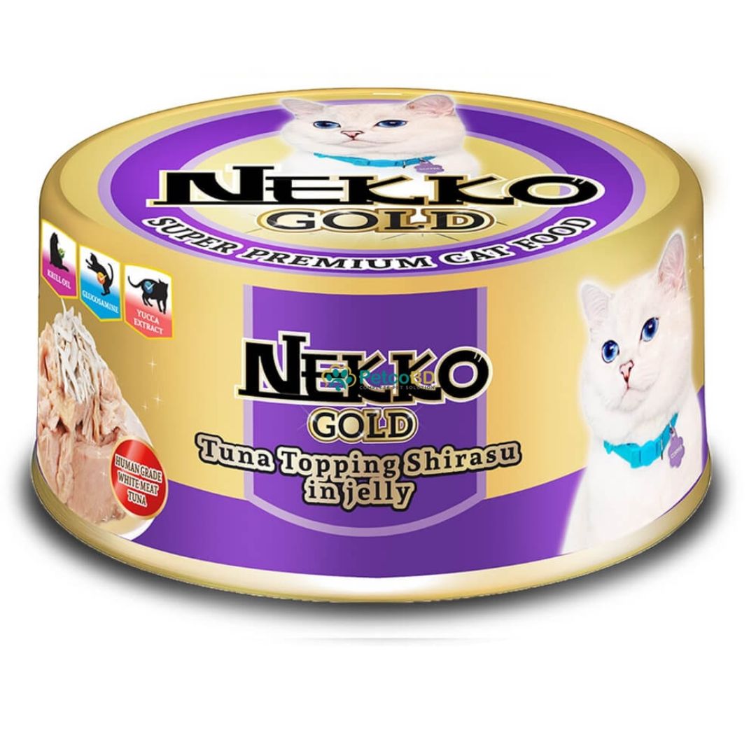 Nekko Gold Canned Cat Food Tuna Topping Shirasu in Jelly 85g