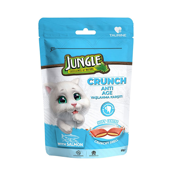 Jungle Crunch Dry Cat Treat Anti-Age with Salmon 60gm