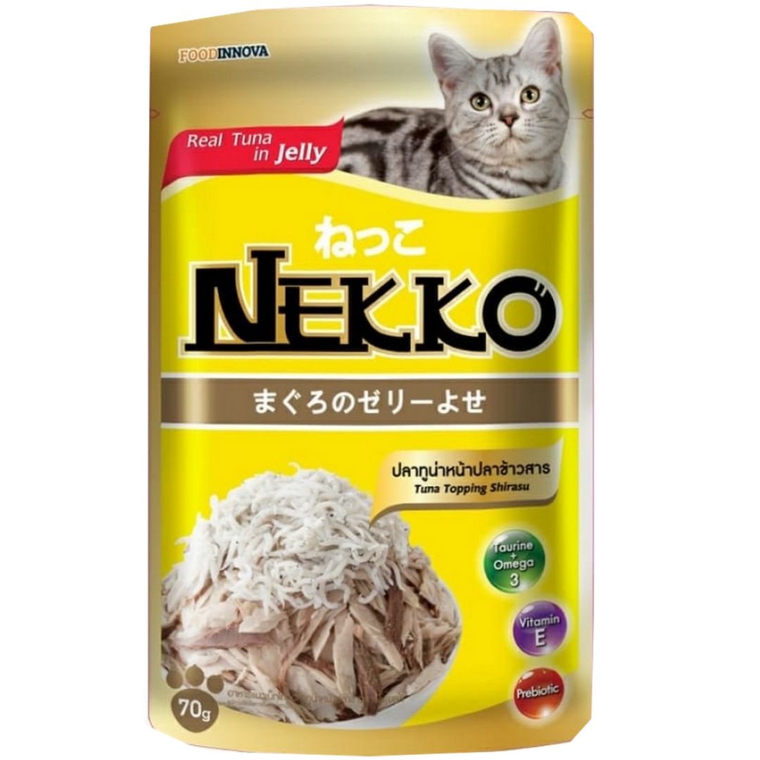Nekko Pouch Cat Food Tuna Topping Shirasu In Jelly 70gm