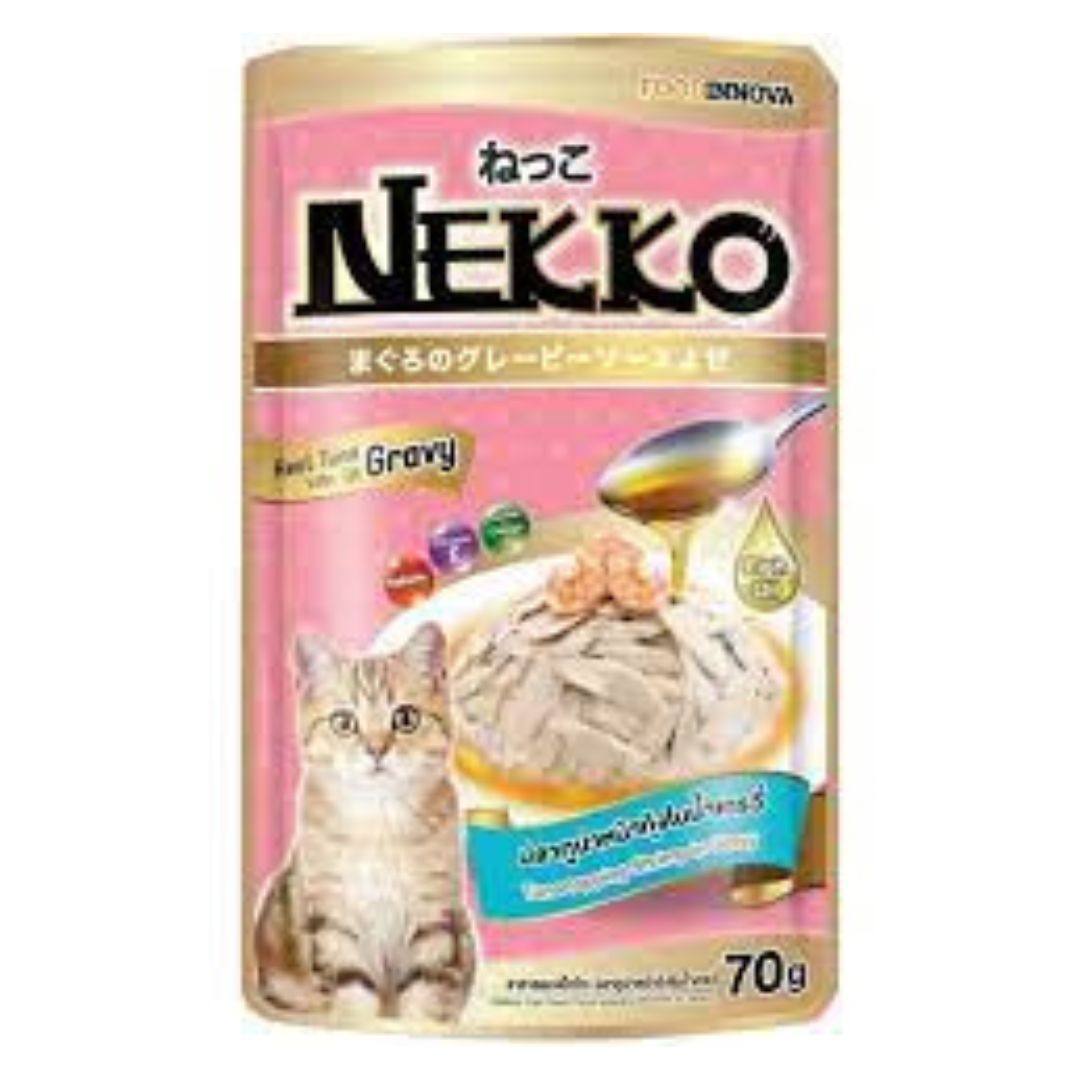 Nekko Cat Pouch Tuna Topping Shrimp & Scallop in Gravy (70g)