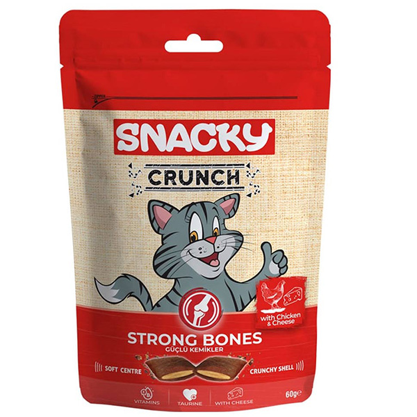 Snacky Crunch Dry Cat Treat Strong Bones with Chicken & Cheese 60gm